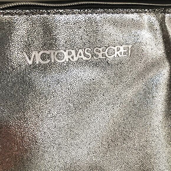 NWOT Victorias Secret silver and black metallic make up bag pouch - Picture 2 of 5